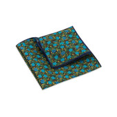 POCKET SQUARE. Jocelyn Proust Coastal Banksia. Navy/Aqua.