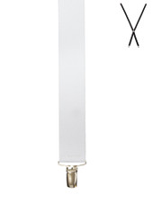 BRACES. X-Back with Nickel Clips. Plain White. 25mm width.