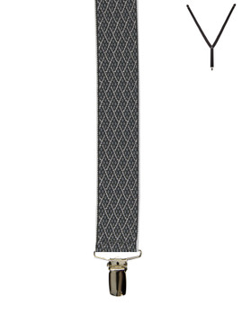 BRACES. Y-Back with Nickel Clips. Diamond Print. Grey. 35mm width. BRACES. Y-Back with Nickel Clips. Diamond Print. Grey. 35mm width.