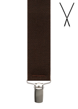 BRACES. X-Back with Nickel Clips. Plain Brown. 35mm width. BRACES. X-Back with Nickel Clips. Plain Brown. 35mm width.