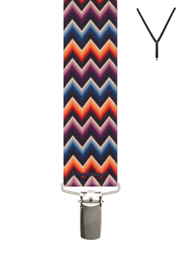 BRACES. Y-Back with Nickel Clips. Zig Zag Print. 35mm width.