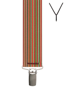 BRACES. Y-Back with Nickel Clips. Festive Stripes Print. 35mm width. BRACES. Y-Back with Nickel Clips. Festive Stripes Print. 35mm width.