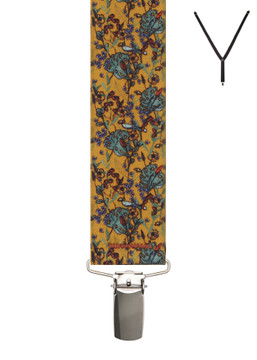 BRACES. Y-Back with Nickel Clips. Tropical Print. Orange. 35mm width. BRACES. Y-Back with Nickel Clips. Tropical Print. Orange. 35mm width.