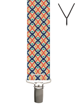 BRACES. Y-Back with Nickel Clips. Double Arch Print. 35mm width. BRACES. Y-Back with Nickel Clips. Double Arch Print. 35mm width.