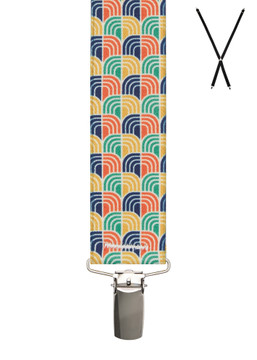 BRACES. X-Back with Nickel Clips. Deco Print. 35mm width. BRACES. X-Back with Nickel Clips. Deco Print. 35mm width.