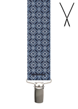 BRACES. X-Back with Nickel Clips. Floral Lattice Print. 35mm width. BRACES. X-Back with Nickel Clips. Floral Lattice Print. 35mm width.