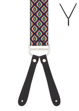 BRACES. Y-Back with Leather Ends. Ogee Print. 35mm width. BRACES. Y-Back with Leather Ends. Ogee Print. 35mm width.