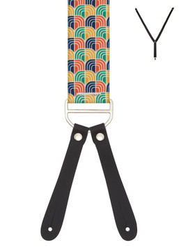 BRACES. Y-Back with Leather Ends. Deco Print. 35mm width. BRACES. Y-Back with Leather Ends. Deco Print. 35mm width.