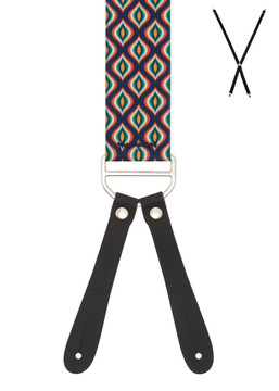BRACES. X-Back with Leather Ends. Ogee Print. 35mm width. BRACES. X-Back with Leather Ends. Ogee Print. 35mm width.