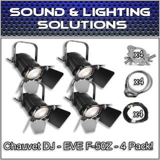 (4) Chauvet DJ EVE F-50Z Warm White LED Fresnel Spot Light Package(Pre-Order)