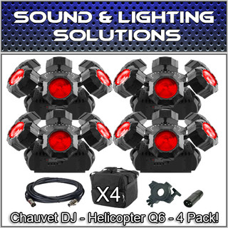 (4) Chauvet DJ Helicopter Q6 DMX Rotating Dance Floor FX Lights Package(PRE-ORDER)