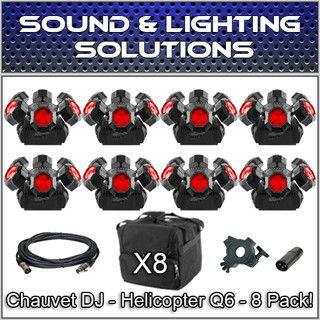 (8) Chauvet DJ Helicopter Q6 DMX Rotating Dance Floor FX Lights Package(PRE-ORDER)