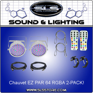 Chauvet DJ EZ Par 64 RGBA 2 Pack White + Extras!