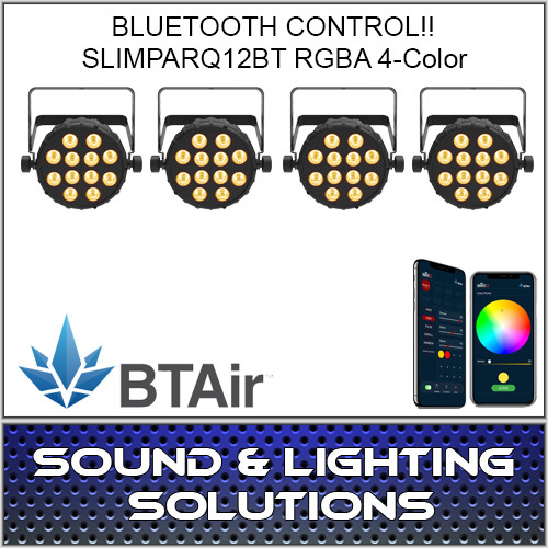 Chauvet DJ SlimPAR Q12 BT Wash Light (RGBA) with built-in Bluetooth BTAir 4 Pack