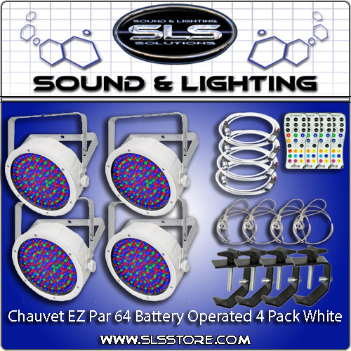 Chauvet DJ EZ Par 64 RGBA 4 Pack White + Extras!