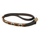 Brown Leather Dog Lead Beige / Caramel / Red Stripe