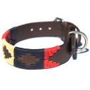 Dog Collar - Navy/Red and Cream  