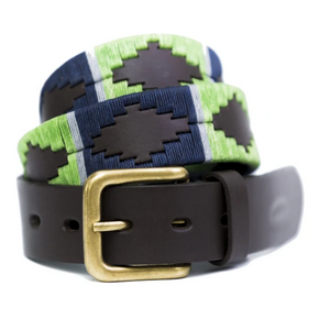 Argentine Belt (Lime/ navy/ grey stripe)