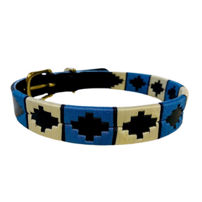 Dog Collar - Royal Blue/Cream/Black Stripe 