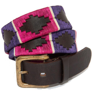 Argentine Belt (Black/berry/white stripe)