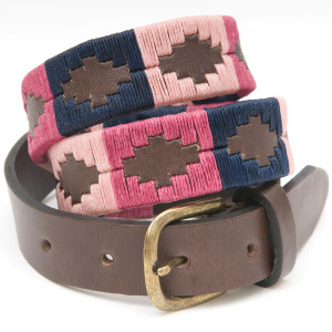 Narrow Polo Belt - Berry/Navy/Pink 65cm