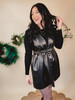 Out On The Town Faux Leather Jumper Dress - Black