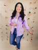 Hear From You Acid Washed Gauze Button Up Top - Lavender