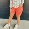Going Places High Rise Jean Denim Shorts - Coral