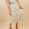 Clear Skies Ahead Floral Midi Skirt - Cream