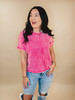 Washed Baby Waffle Knit Top - Fuchsia