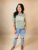 Pray Spring Floral Embroidered Tee - Sage