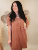 Yours Truly Mineral Washed Dress - Wooden