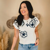 Full Bloom Embroidered Knit Top- Ivory