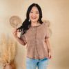 Washed Baby Waffle Knit Top - Dark Camel