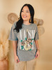 Nashville Guitar Roses Oversized Graphic Tee - Mineral Grey