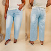 Lucy Adjustable Waist Crop Denim Jeans - Ice Denim