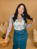 All Dressed Up Sheer Lace Top - Cielo Blue