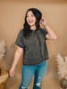 Washed Baby Waffle Knit Top - Ash Black