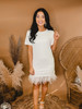 Delightfully In Love Feather Dress - White