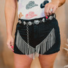 Something Good Rhinestone Fringe Denim Shorts - Black