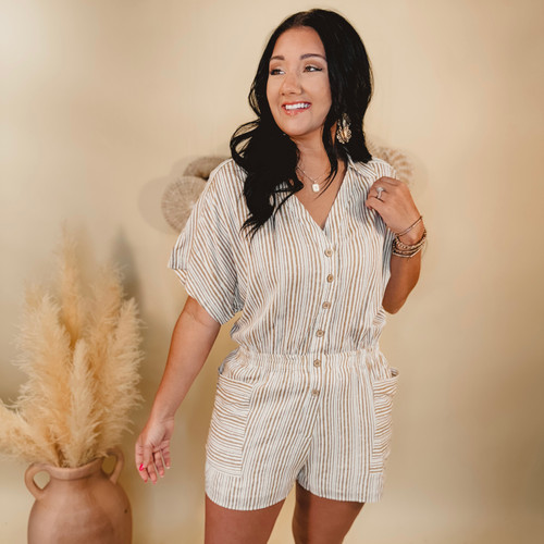 Summer Sunset Night Romper - Taupe