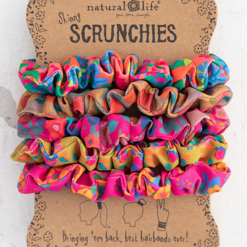 Natural Life Mixed Print Scrunchies -  Pink