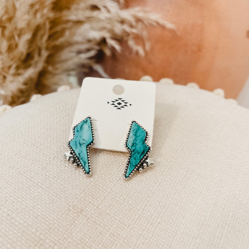 Turquoise Lightning Bolt Earrings 