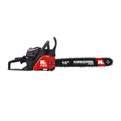 Kawashima Motosierra profesional 52 cc con 2 barras y cadenas Oregon de 16 pulg frontal