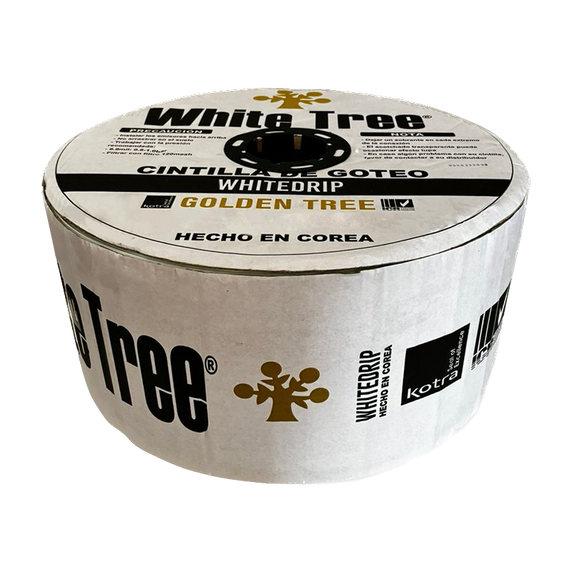 Golden tree White drip tape diam. 7 ml espesor .175 mm / esp salidas 20 cm flujo. 0.80 lts/hrs 2,600 mts