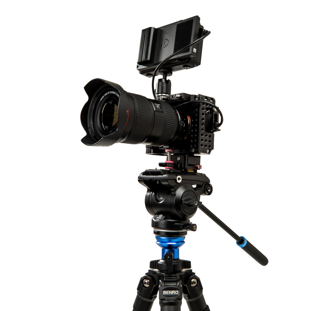 A2573F Aluminium Video Tripod with S4 PRO Flat Base Fluid Video Head