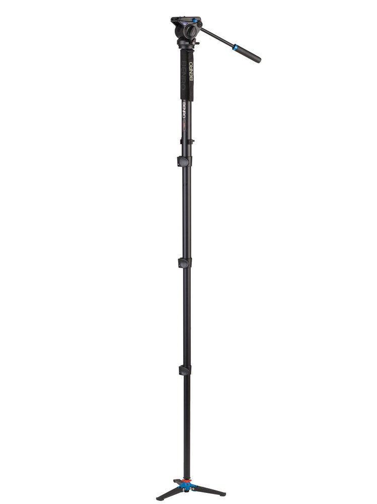 A48FD Series 4 AL Monopod with Locking 3-Leg Base & S4 Head - 4 Leg Sections, Flip Lock Leg Release