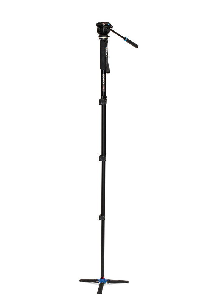 Classic Video Monopod with S2 PRO Flat Base Video Head, 5.5 lb Max, 3 Leg  Folding Base, Flip Lock, Carrying Case (A38FDS2PRO)