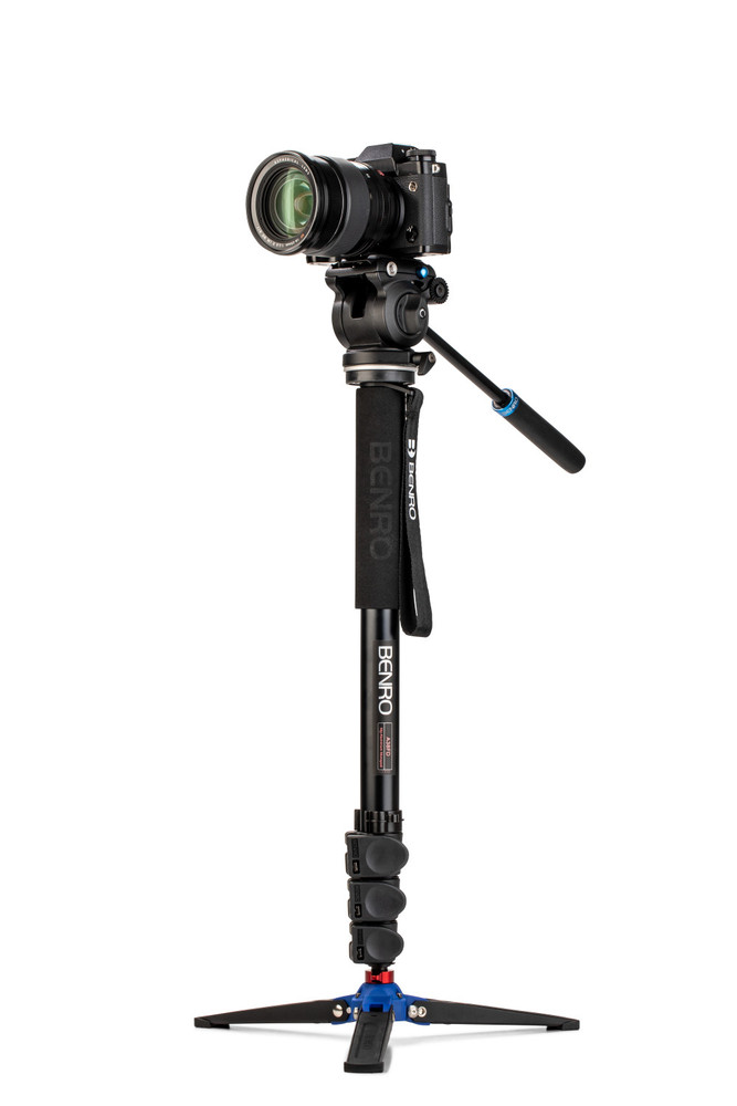 Classic Video Monopod with S2 PRO Flat Base Video Head, 5.5 lb Max, 3 Leg  Folding Base, Flip Lock, Carrying Case (A38FDS2PRO)