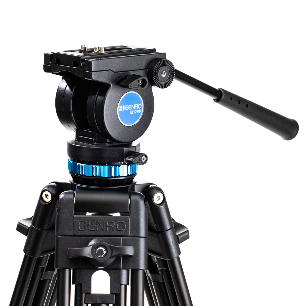 KH26P Video Tripod with Head, 11lb Payload, Continuous Pan Drag, Anti-Rotation Camera Plate (KH26P)